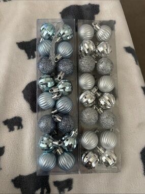 Silver & Light Blue Shatterproof Holiday Ornament Set - 24 Pieces